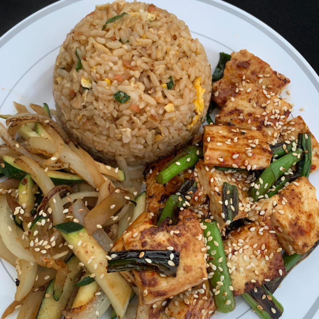 Hibachi style tofu with fried rice
